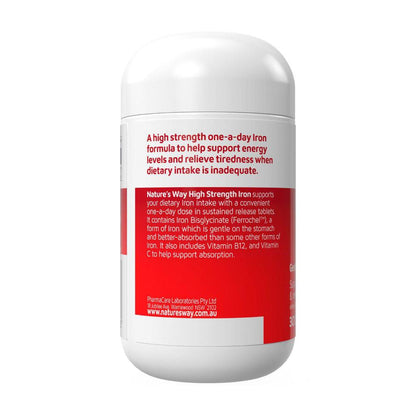 Nature's Way High Strength Iron +vitamin C & B12 Tablets - 30 Pack