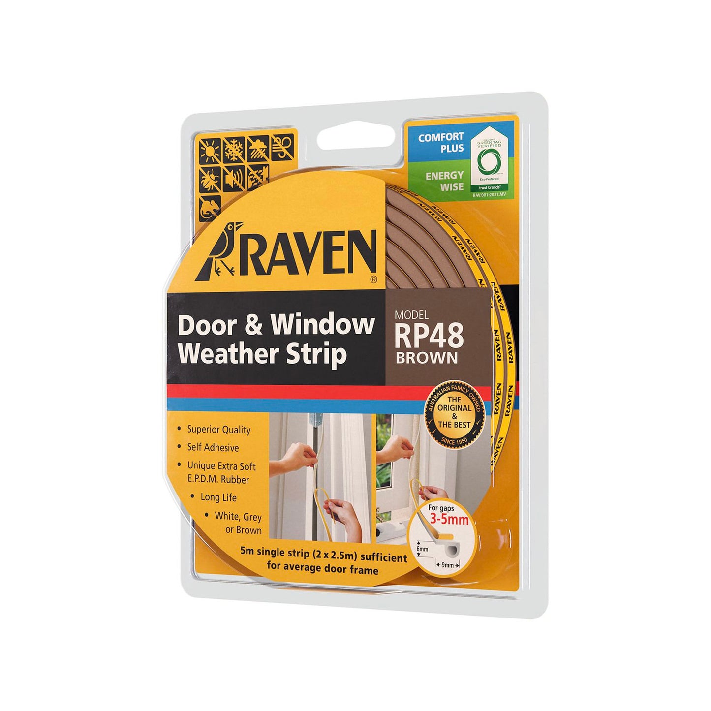 Raven Weather Strip - 5000mm - Brown