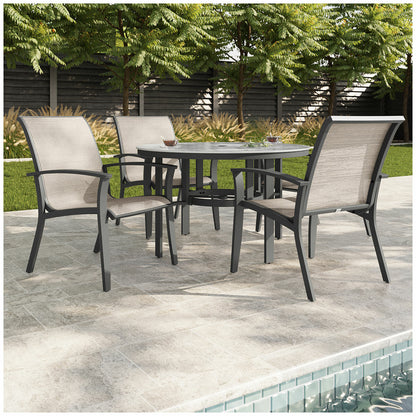 Agio Clearfield 5-Piece Sling Dining Set Black Stone Top