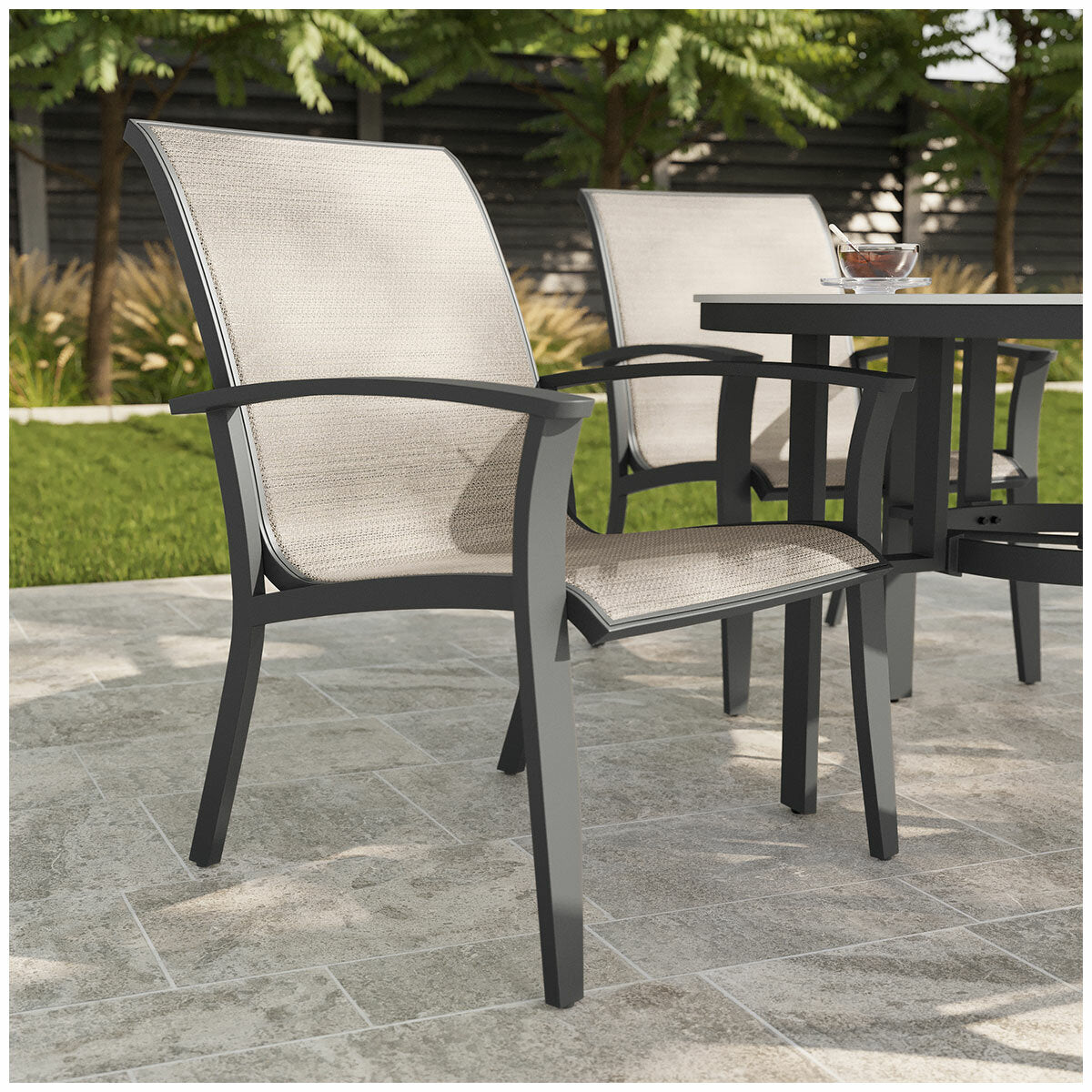 Agio Clearfield 5-Piece Sling Dining Set Black Stone Top