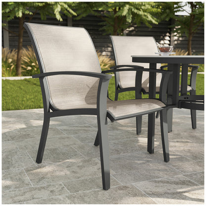 Agio Clearfield 5-Piece Sling Dining Set Black Stone Top