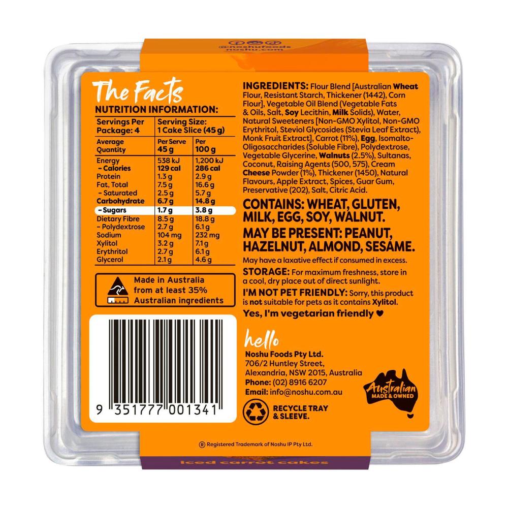 Noshu 95% Sugar Free Iced Carrot Cakes - 180g