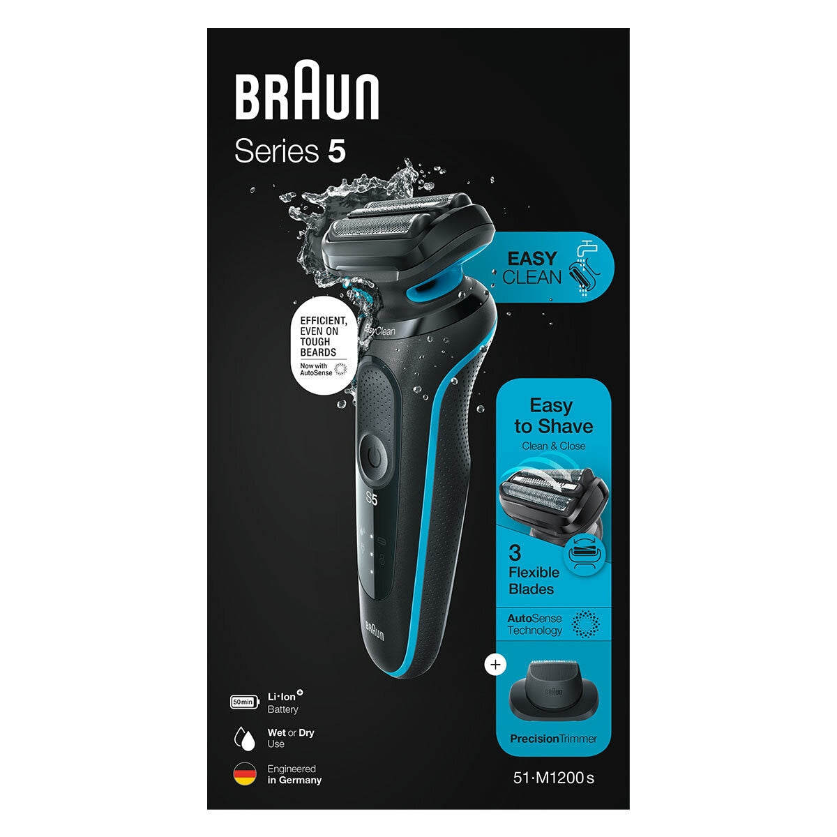 Braun Series 5 51-M1200s Shaver | Waterproof with Precision Trimmer