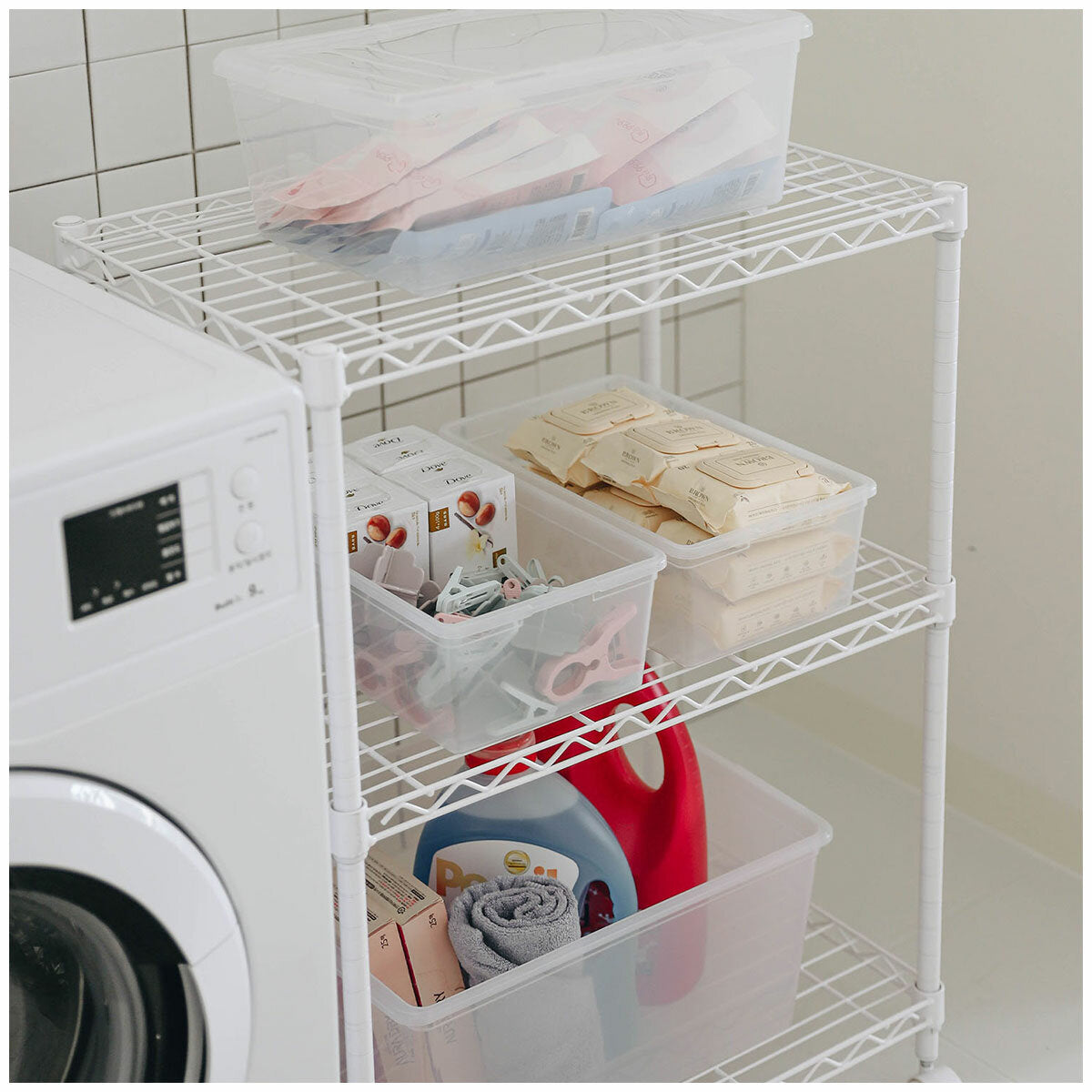 Iris Stackable Storage Box Clear Plastic 11L 8 Pack