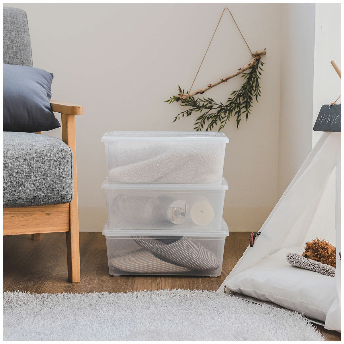 Iris Stackable Storage Box Clear Plastic 11L 8 Pack
