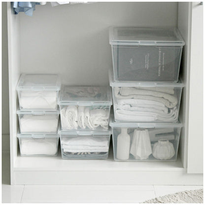 Iris Stackable Storage Box Clear Plastic 11L 8 Pack
