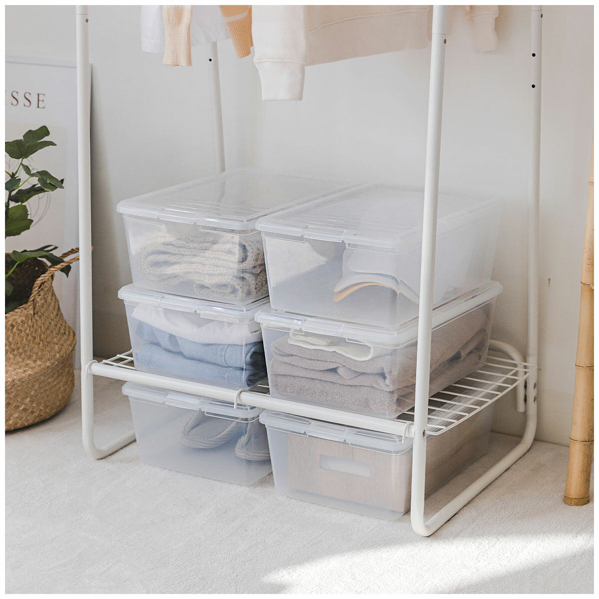 Iris Stackable Storage Box Clear Plastic 11L 8 Pack
