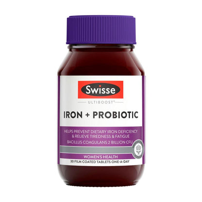 Swisse Ultiboost Iron + Probiotic For Women's Health - 30 pack