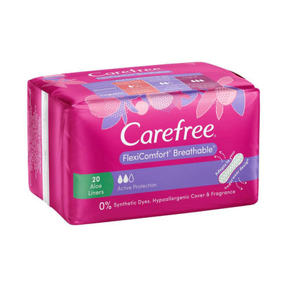 Carefree Breathable Flexicomfort Scented Aloe Liner - 20 pack