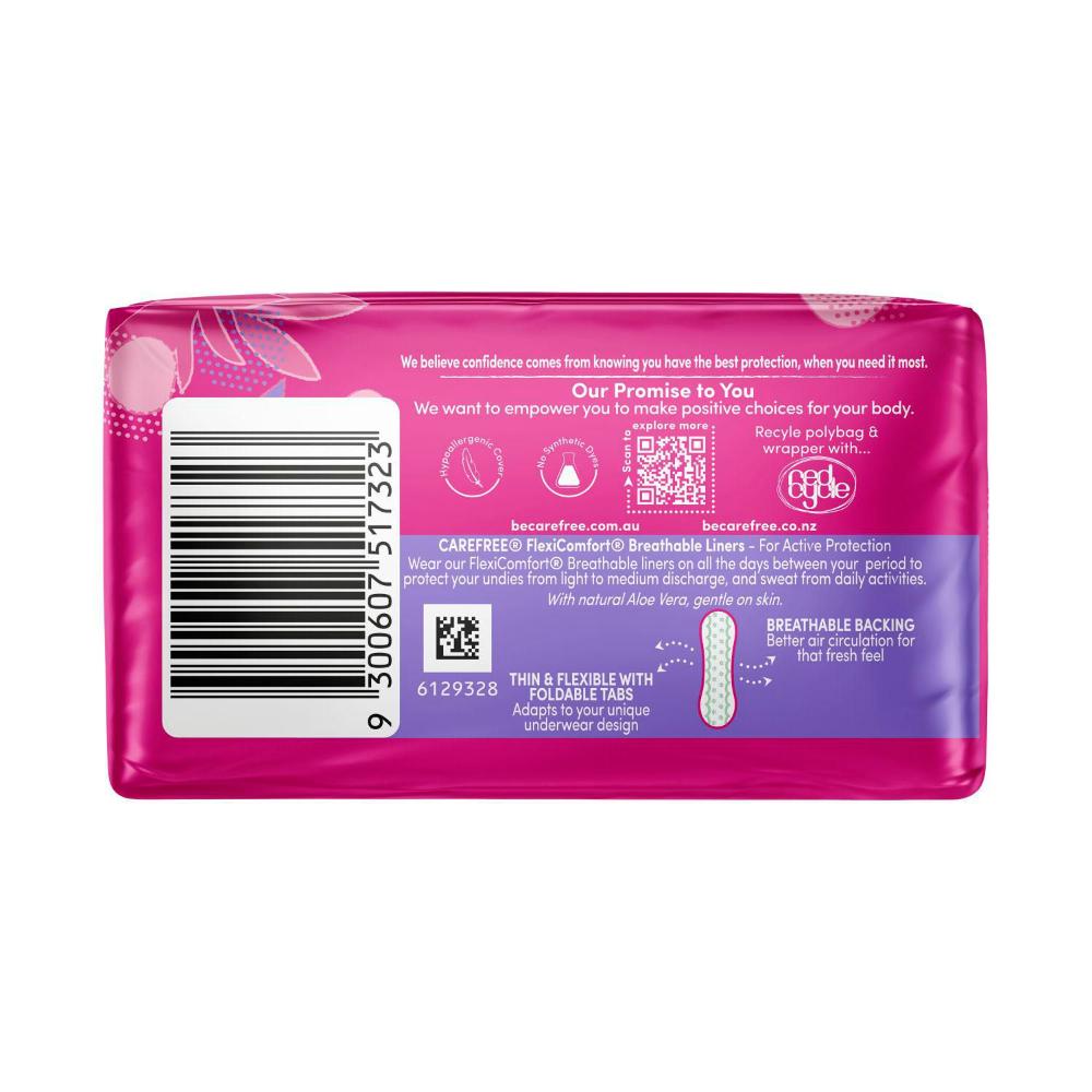 Carefree Breathable Flexicomfort Scented Aloe Liner - 20 pack