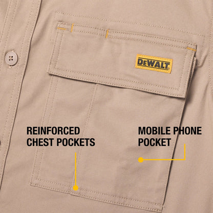 DEWALT Khaki Basalt Short Sleeve Button Up Shirt - M