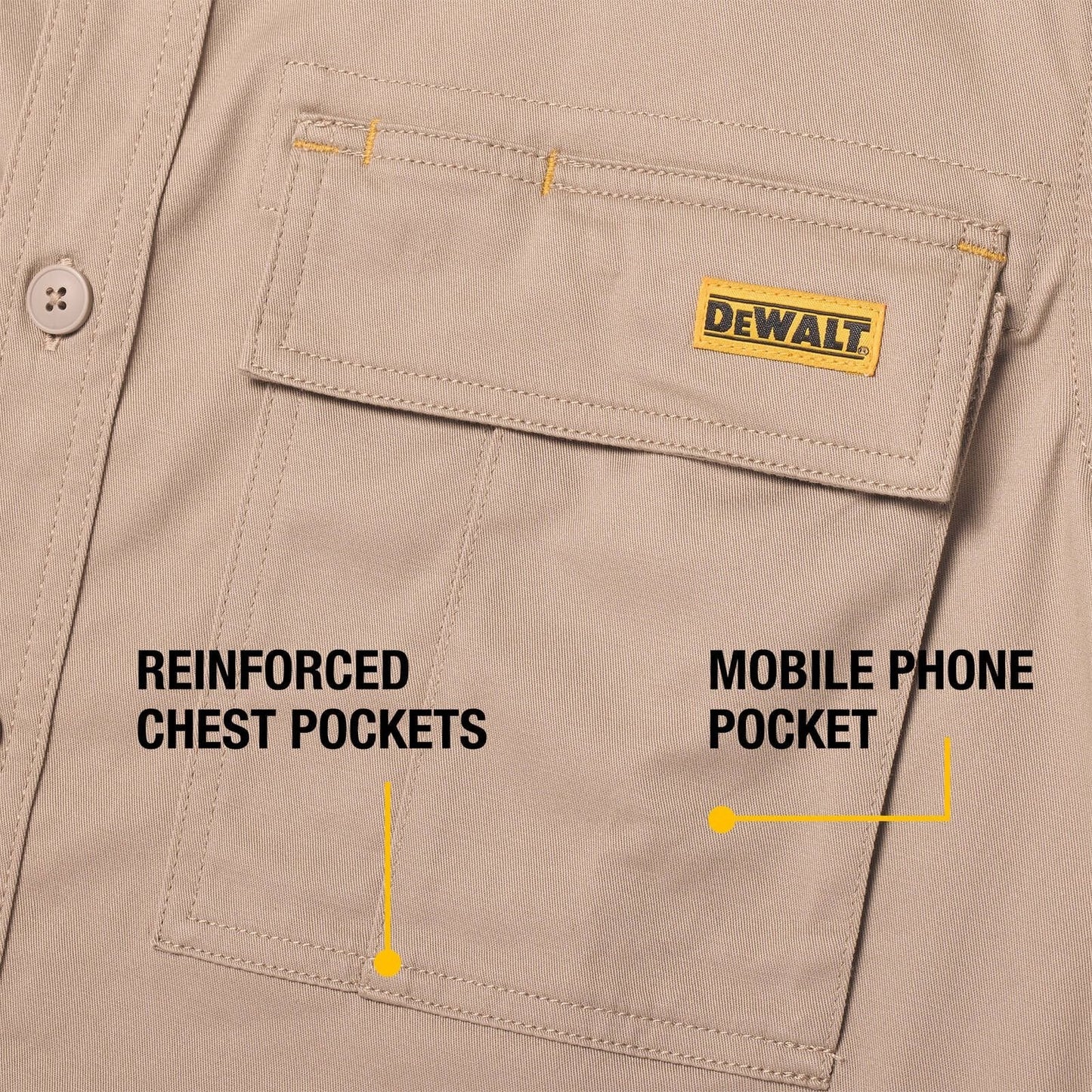 Dewalt Khaki Basalt Short Sleeve Button Up Shirt - XXL