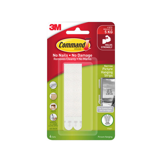 Command Narrow Picture Hanging Strips White 17207 - 4 pack
