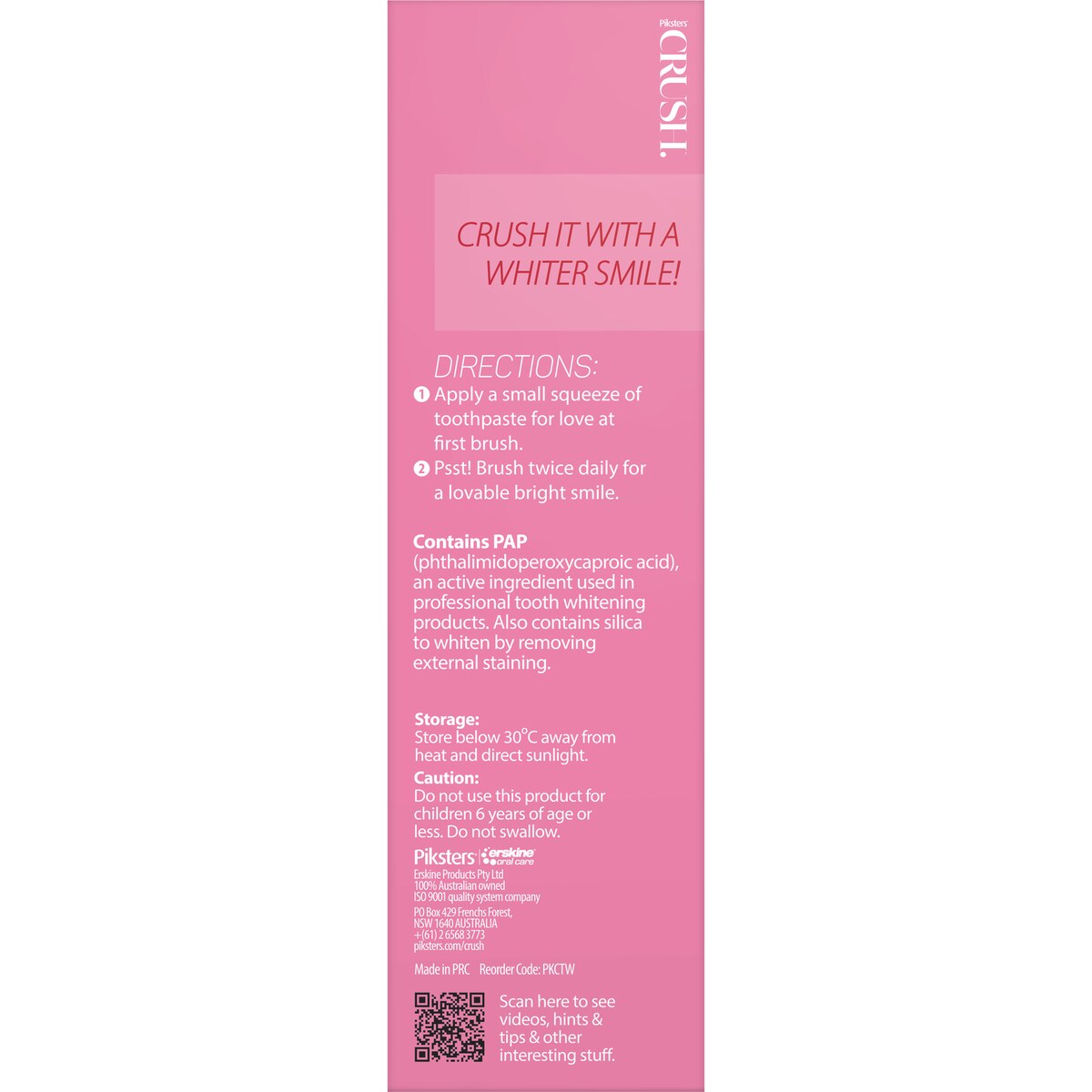 Piksters Crush Whitening Toothpaste Watermelon 96g