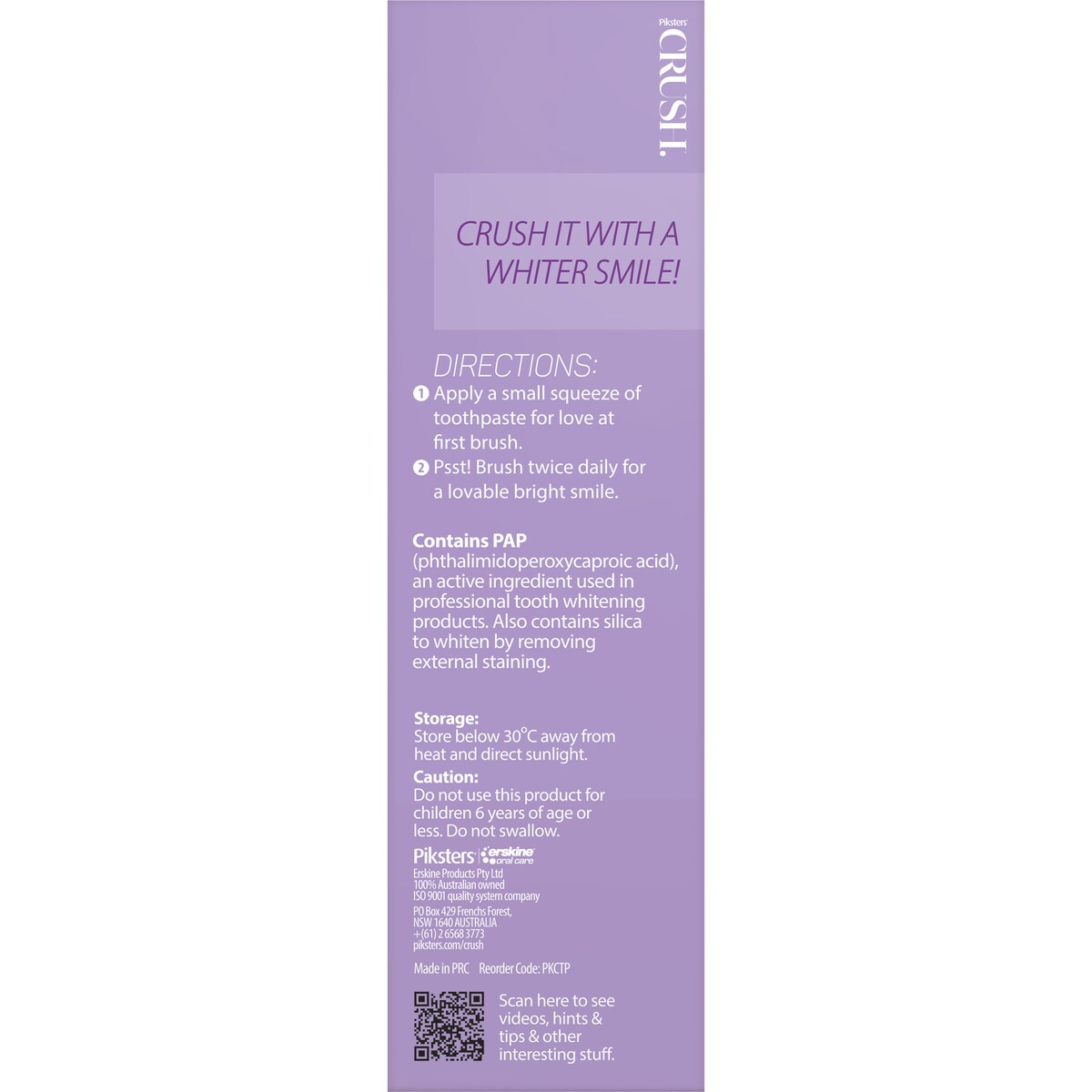 Piksters Crush Whitening Toothpaste Passionfruit 96g