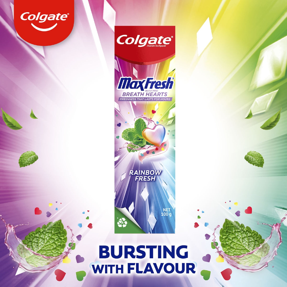 Colgate Max Fresh Toothpaste With Mini Breath Hearts Rainbow 100g