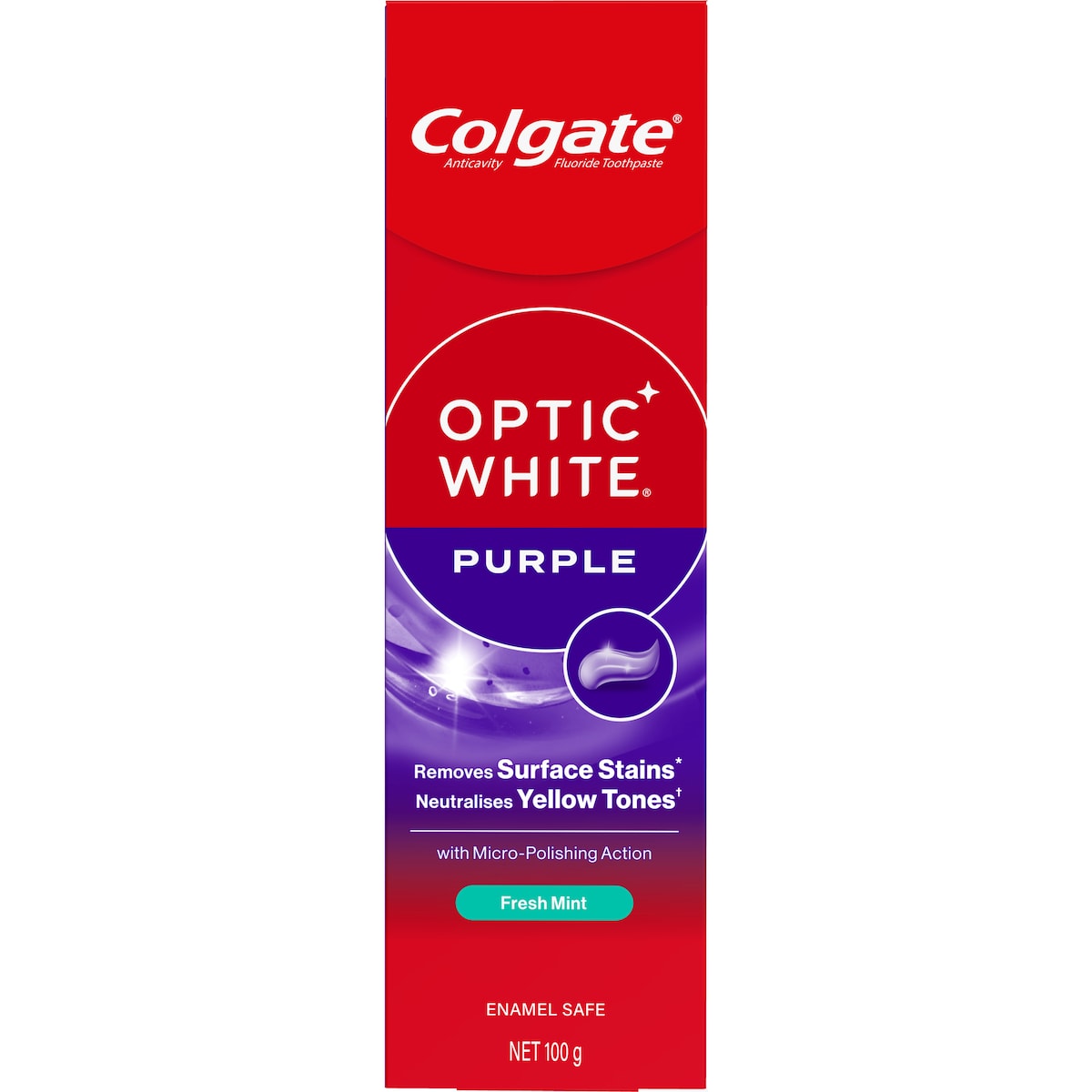 Colgate Purple Teeth Whitening Toothpaste Optic White 100g