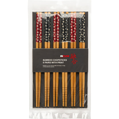 Infuse Bamboo Chopsticks With Print 6 Pack