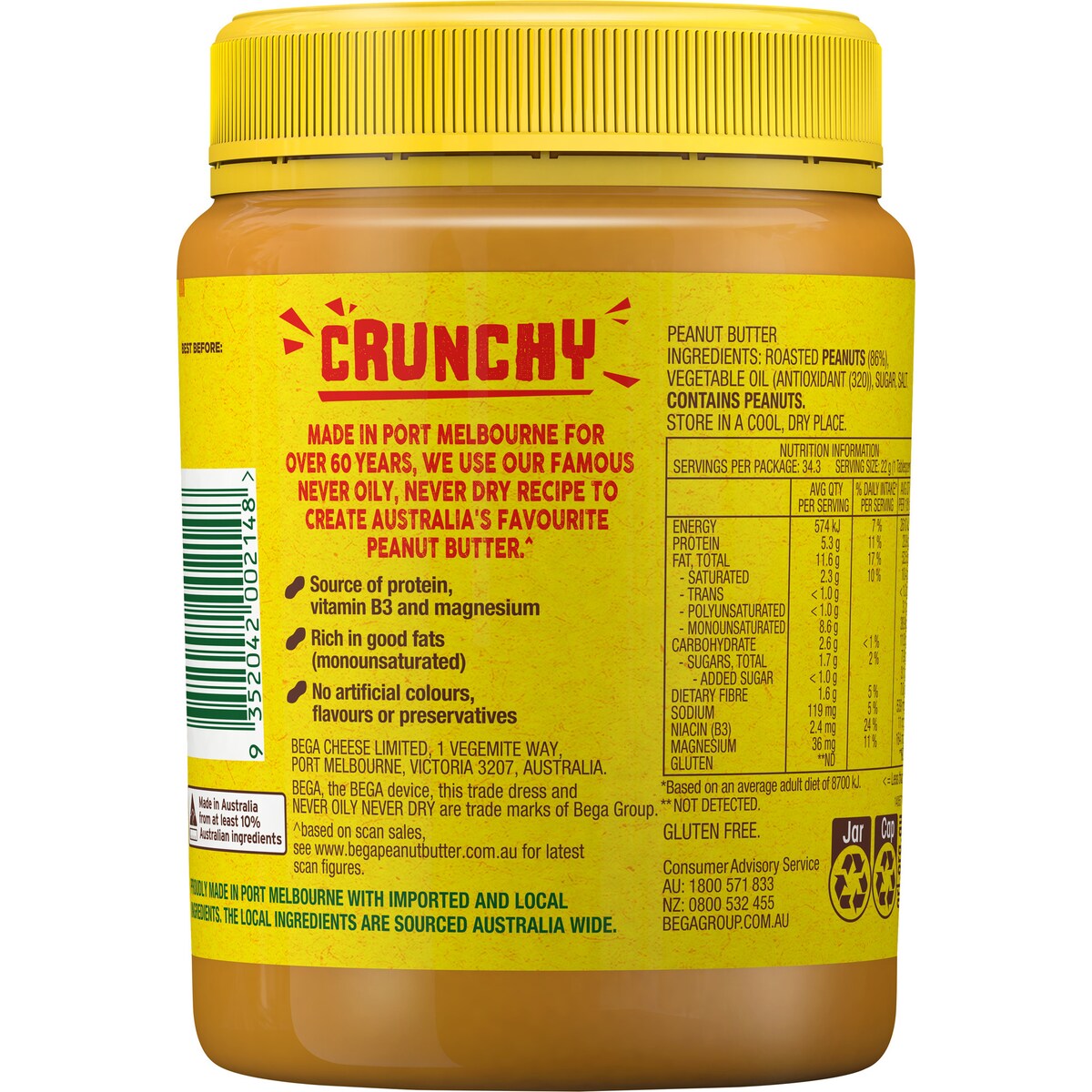 Bega Crunchy Peanut Butter 755g