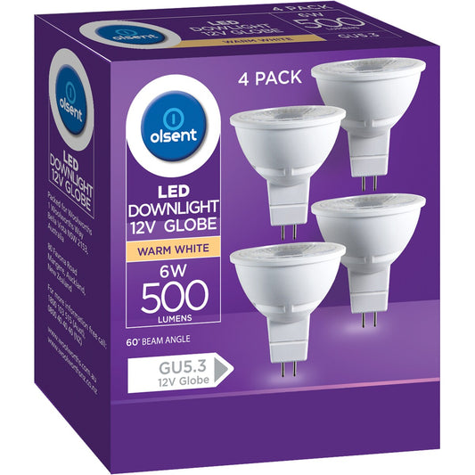 Olsent Led Gu5.3 Mr16 6w 500lm Ww 60 4 Pack