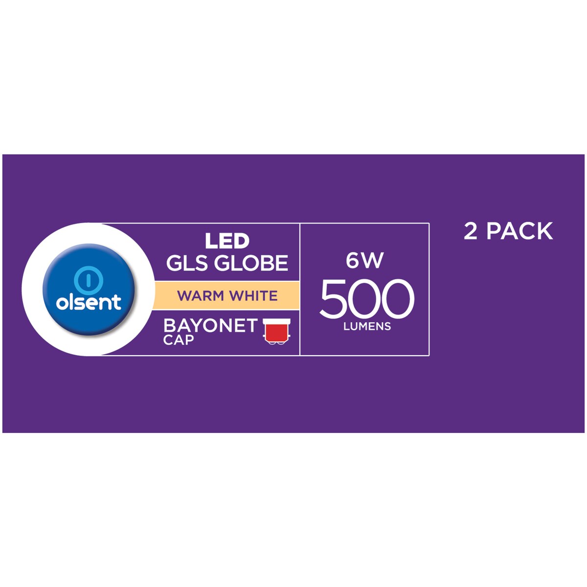 Olsent Led Gls Bc 6w 500lm Ww 2 Pack
