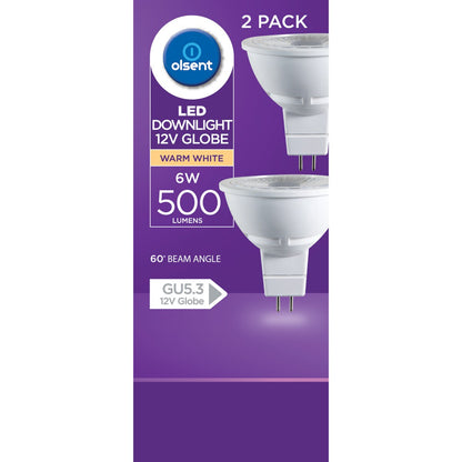Olsent Led Gu5.3 Mr16 6w 500lm Ww 60' 2 Pack