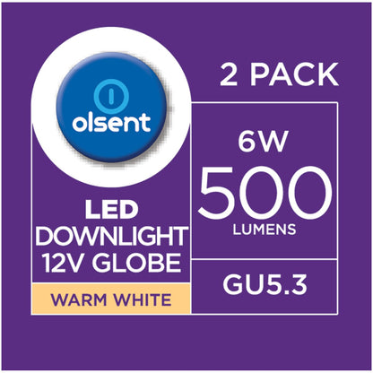 Olsent Led Gu5.3 Mr16 6w 500lm Ww 60' 2 Pack