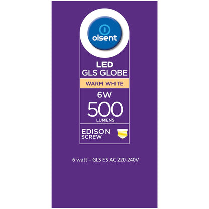 Olsent Led Gls Es 6W 500Lm Ww 2 pack