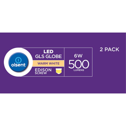 Olsent Led Gls Es 6W 500Lm Ww 2 pack