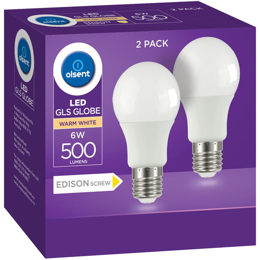 Olsent Led Gls Es 6w 500lm Ww 2 Pack