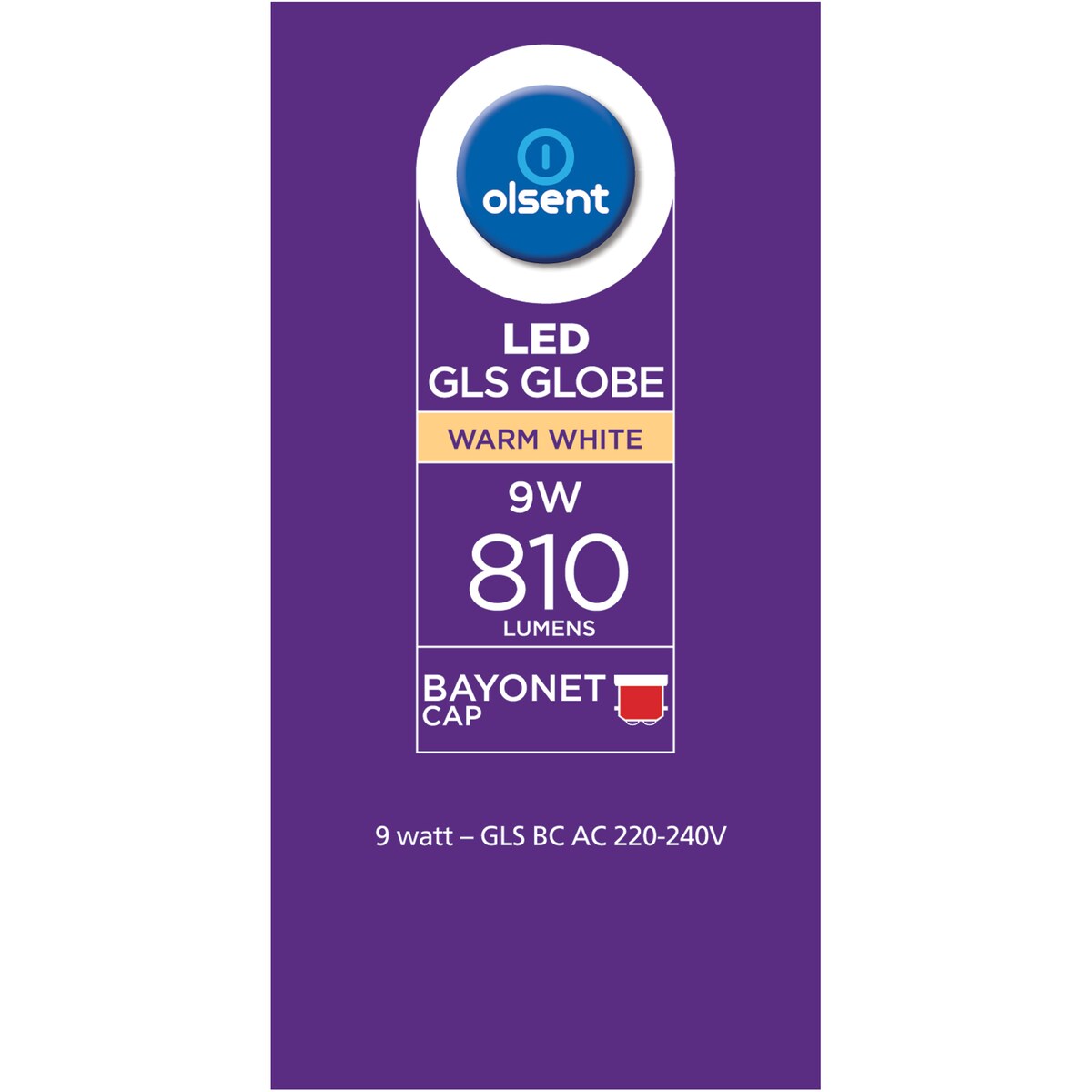 Olsent Led Gls Bc 9w 810lm Ww 2 Pack
