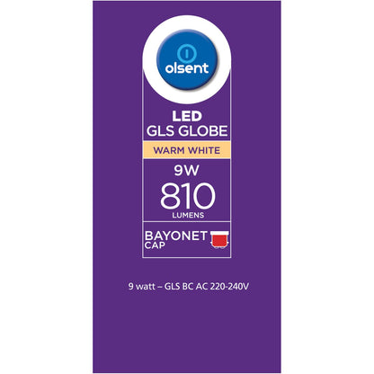 Olsent Led Gls Bc 9w 810lm Ww 2 Pack