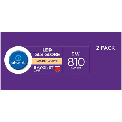 Olsent Led Gls Bc 9w 810lm Ww 2 Pack