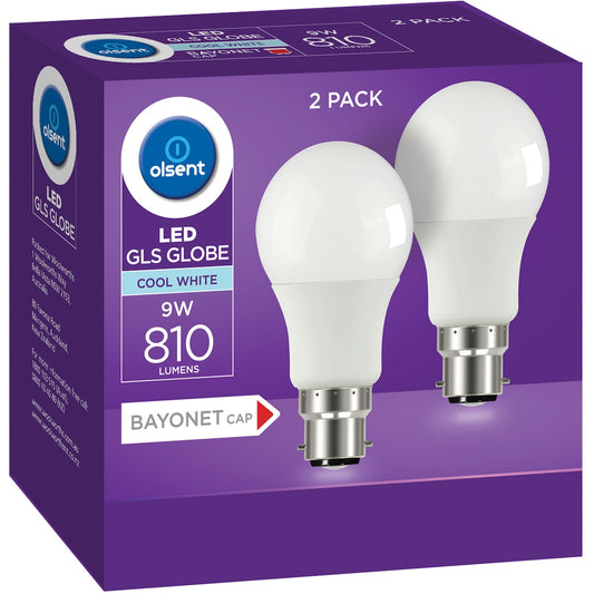Olsent Led Gls Bc 9w 810lm Cw 2 Pack