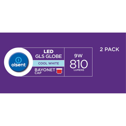Olsent Led Gls Bc 9w 810lm Cw 2 Pack