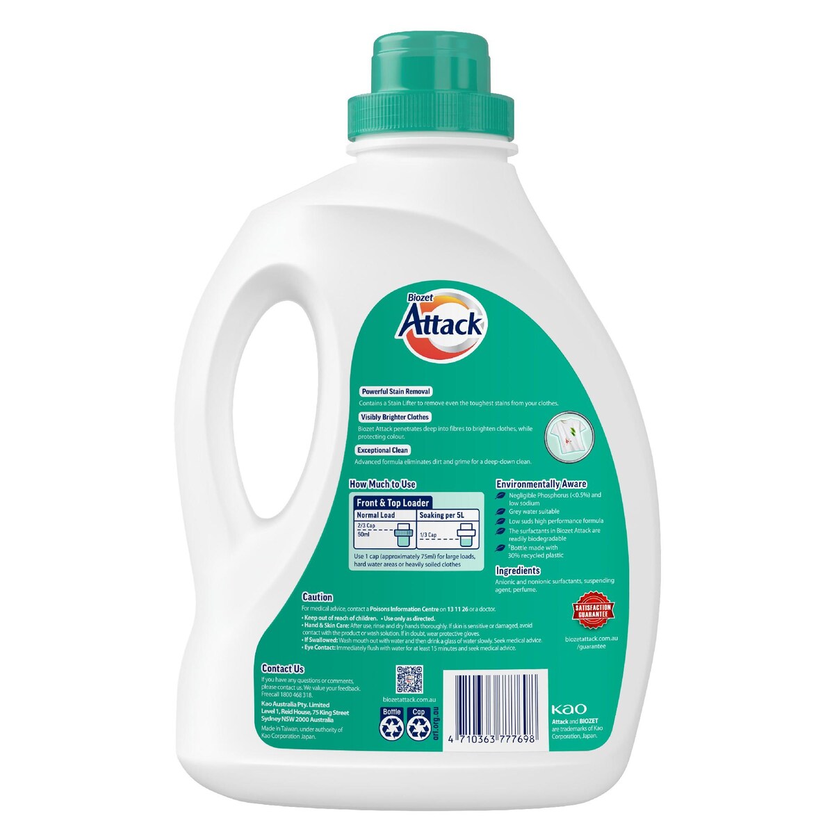 Biozet Attack Front & Top Loader Regular Laundry Liquid 2L