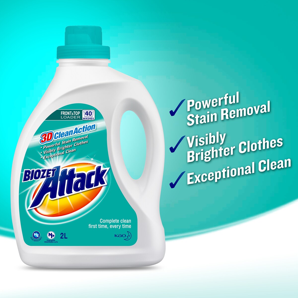 Biozet Attack Front & Top Loader Regular Laundry Liquid 2L