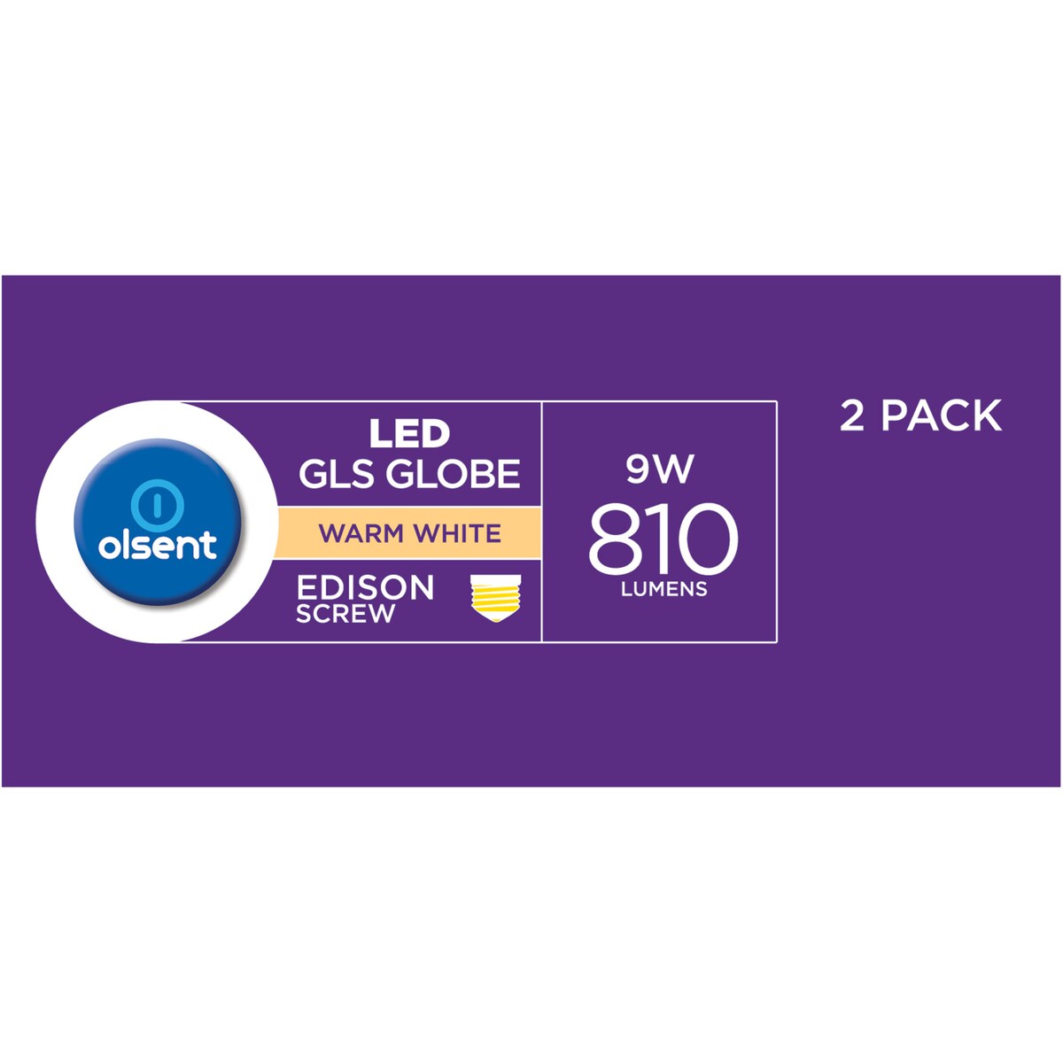 Olsent Led Gls Es 9w 810lm Ww 2 Pack