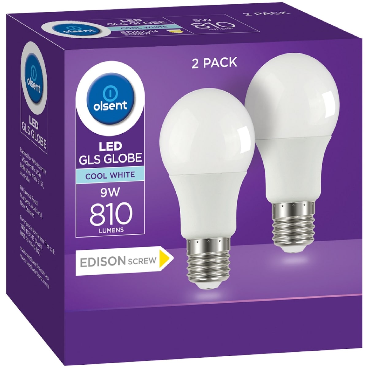 Olsent Led Gls Es 9w 810lm Cw 2 Pack