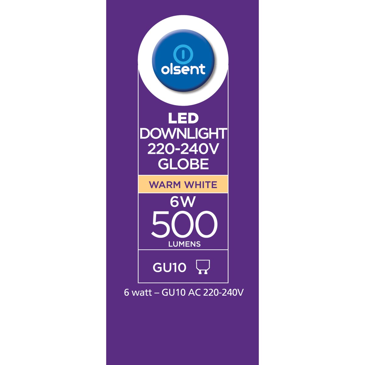 Olsent Led Gu10 6w 500lm Ww 60 3000k 60 4 Pack