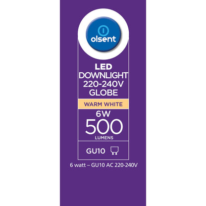 Olsent Led Gu10 6w 500lm Ww 60 3000k 60 4 Pack