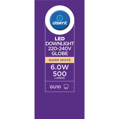 Olsent Led Gu10 6.0w 500lm Warm White 4 Pack