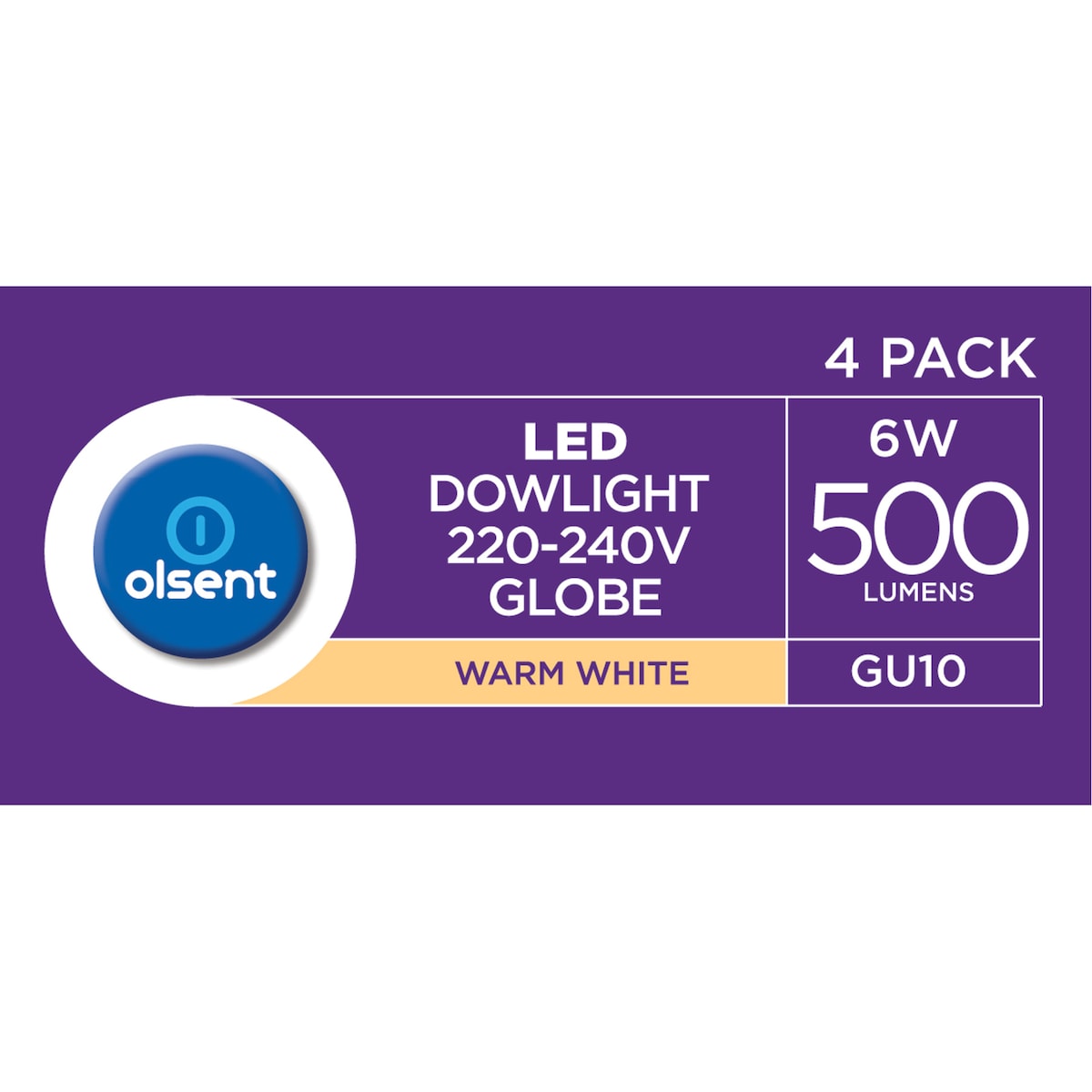 Olsent Led Gu10 6.0w 500lm Warm White 4 Pack