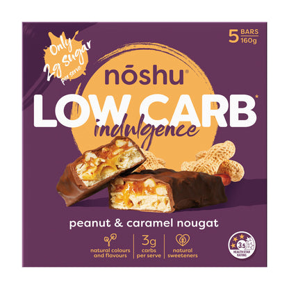 Noshu Low Carb Peanut And Caramel Nougat Indulgence Bar - 160g