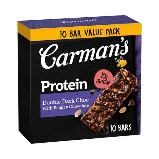 Carman's Double Dark Choc Protein Bars 10 Pack - 400g