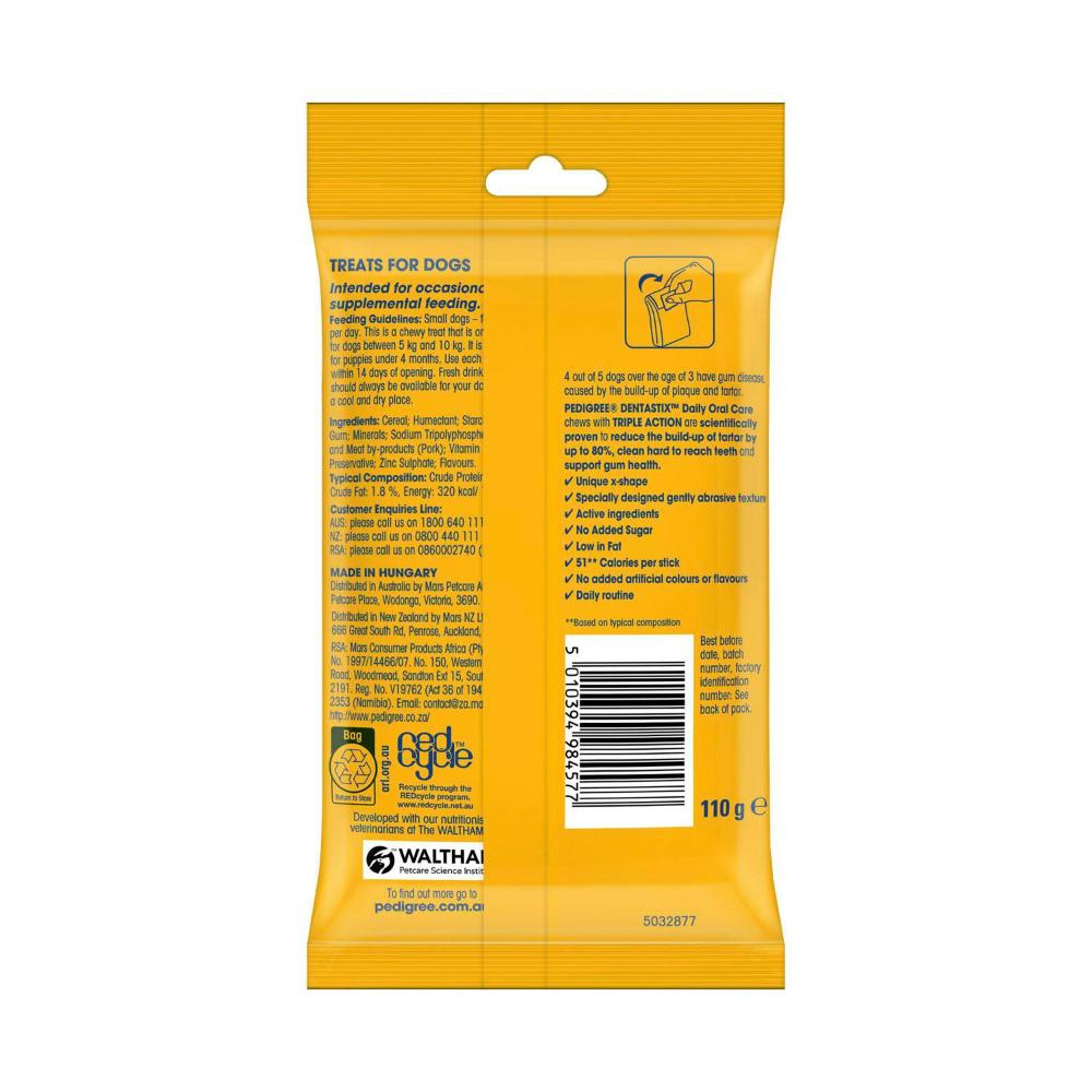 Pedigree Dentastix Small Dog Treats Daily Oral Care Dental Chews - 7 pack
