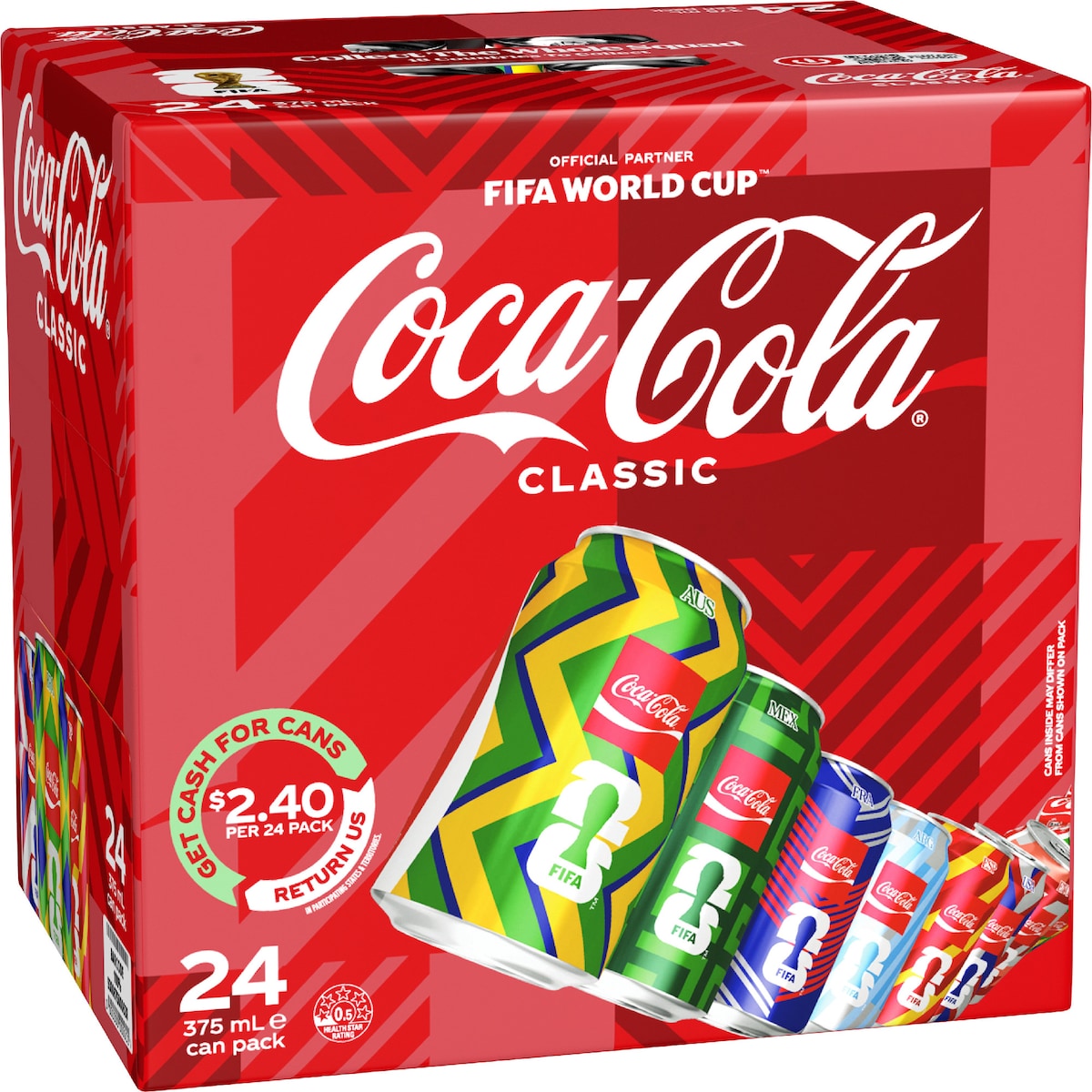 Coca-cola Classic Soft Drink Cans 375ml X 24 Pack