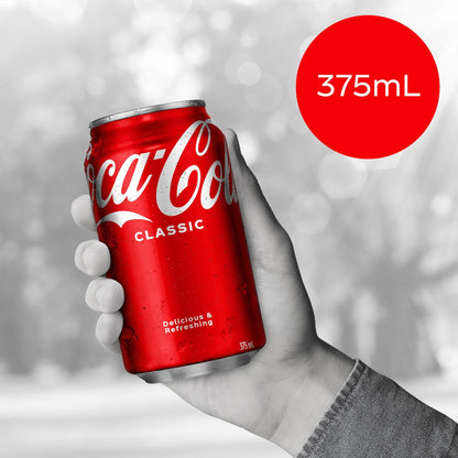 Coca-cola Classic Soft Drink Cans 375ml X 24 Pack