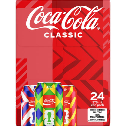 Coca-cola Classic Soft Drink Cans 375ml X 24 Pack