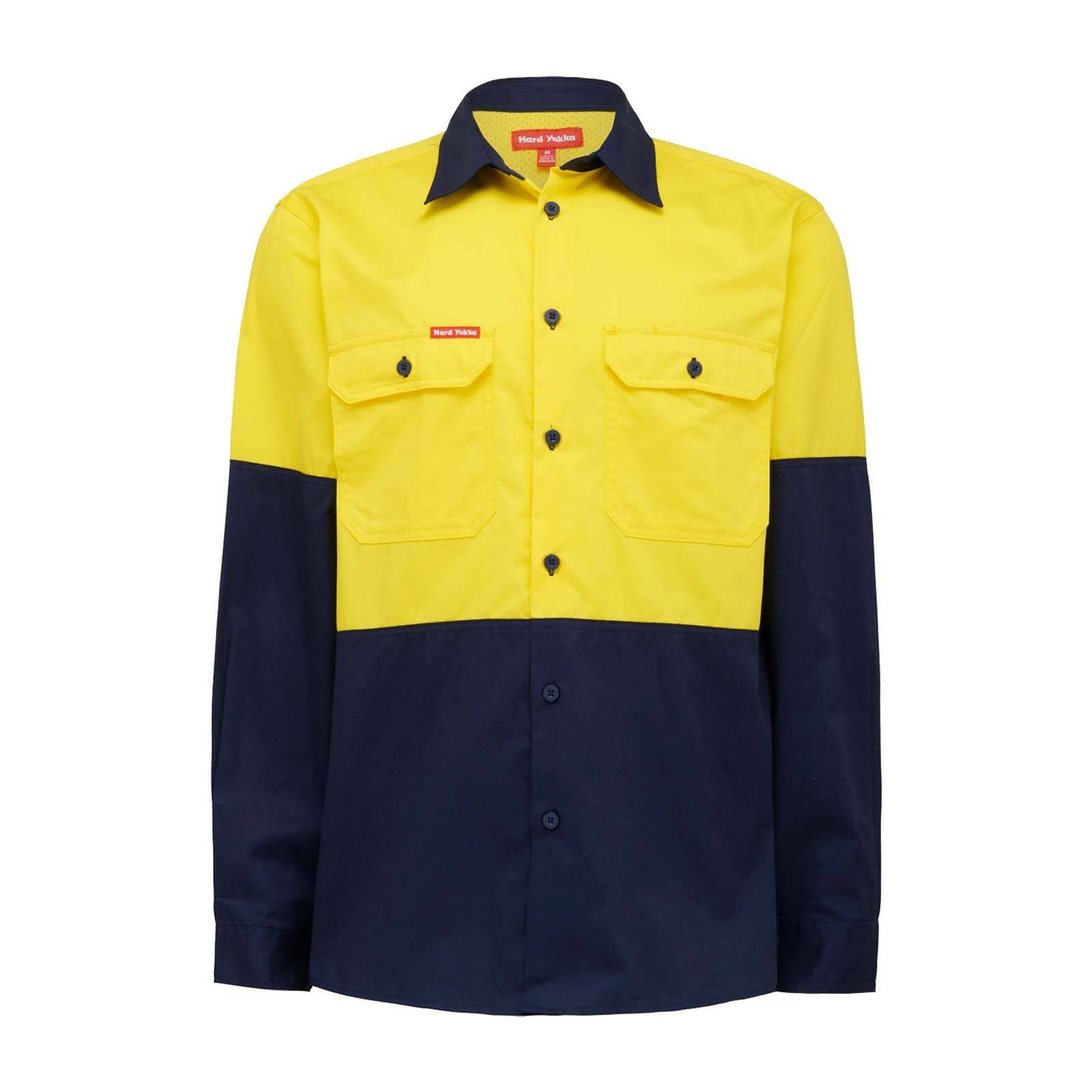 Hard Yakka Hi Vis Long Sleeve Shirt - 3XL - Yellow/Navy